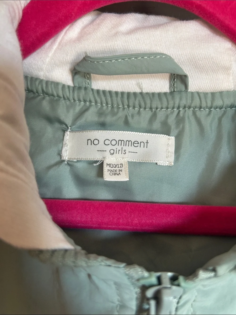 No Comment Kids' Sage Green Hooded Jacket; girls M (8-10)
